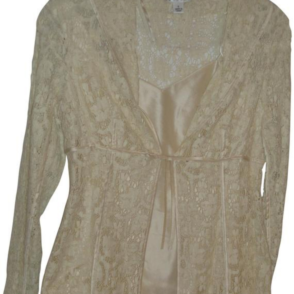 Stunning 100% Tafetta Silk Satin sheath Dress with Match lace overcoat Suit Set